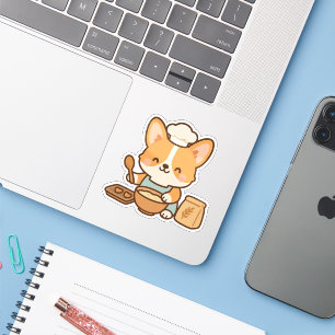 Cute Kawaii Welsh Corgi Dog Baking Kiss Cut
