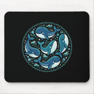 Cute kawaii whales pattern ocean animal sea mouse mat