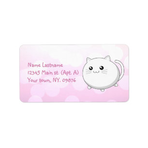 Cute kawaii white kitty cat label