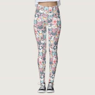 Cute Kawaii Winter Cat Pattern Leggings