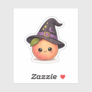 Cute Kawaii Witch Peach Halloween Sticker