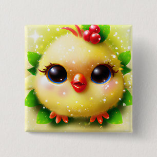 Cute Kawaii Yellow Baby Chick 15 Cm Square Badge