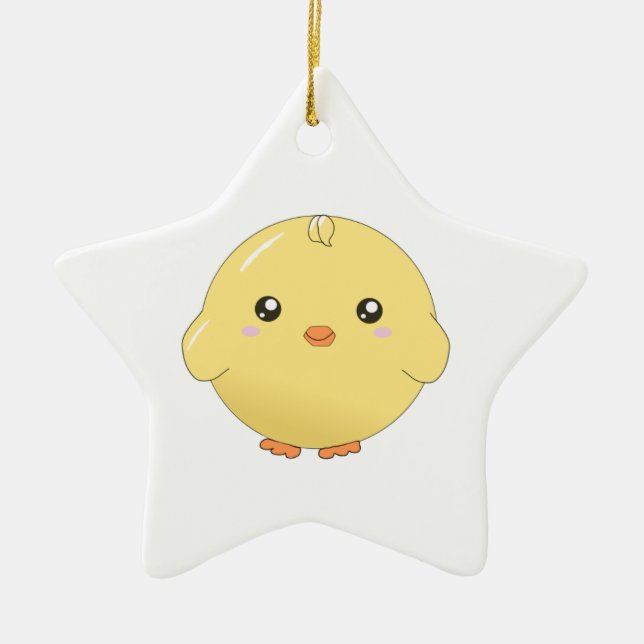 Cute kawaii yellow chick ornament (star/heart/etc) (Front)