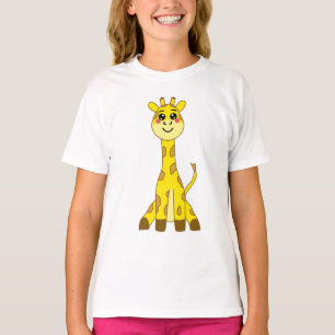 Cute Kawaii Yellow Giraffe Illustration T-Shirt