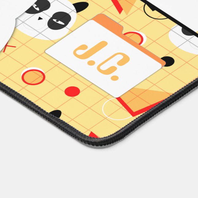 Cute Kawaii Yellow Panda Bear Desk Mat (Corner)