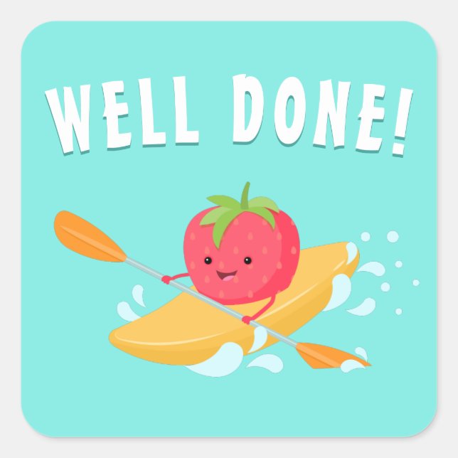 Cute Kayak Well Done Square Sticker (Front)