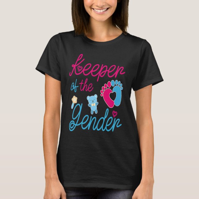 Cute Keeper of Gender  baby reveal party idea T-Shirt (Front)