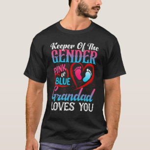 Cute Keeper Of The Gender Grandad Loves You Pink O T-Shirt