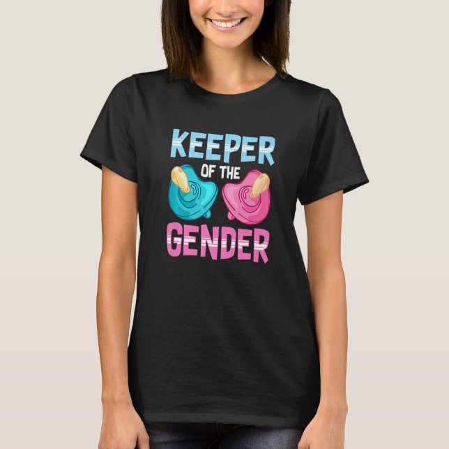 Cute Keeper Of The Gender Reveal Party Family Mom  T-Shirt (Front)