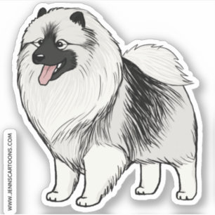 Cute Keeshond Cartoon Dog Drawing Keesie Vinyl