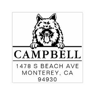 Cute Keeshond Custom Dog Address Stamp 
