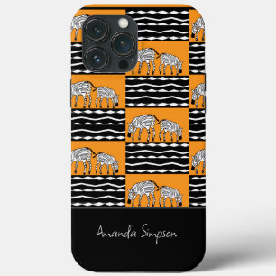 Cute Kenyan Zebras, African Art Orange iPhone 13 Pro Max Case