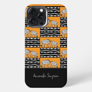 Cute Kenyan Zebras, African Art Orange iPhone 13 Pro Max Case