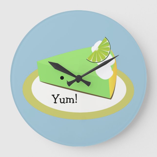 Cute Key Lime Pie Large Clock (Front)