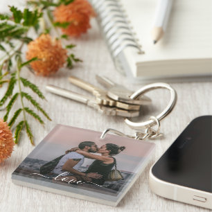 Cute Keychain With Lovers Photo