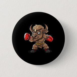 Cute Kickboxing Bison I Kids Bison 6 Cm Round Badge