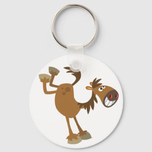 Cute Kicking Cartoon Horse Keychain