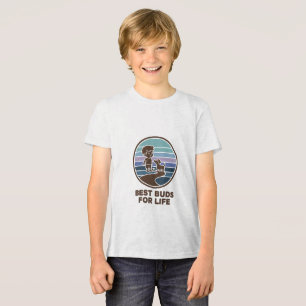 Cute kid and puppy on a road Tri-Blend shirt