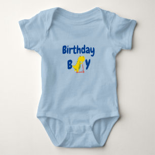 Cute kid dinosaur scooter truck Birthday Party Baby Bodysuit