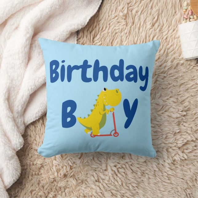 Cute kid dinosaur scooter truck Birthday Party Cushion (Blanket)