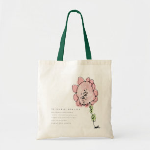 Cute Kid Drawn Pink Flower Best Mother's Day Tote Bag