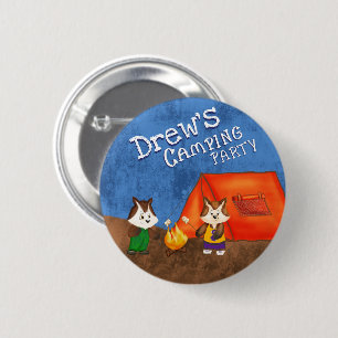 Cute Kid Foxes Camping Birthday Party Favour 6 Cm Round Badge