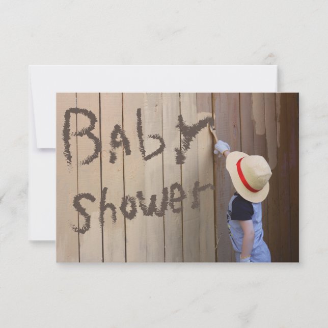 Cute Kid Fun Gender Reveal Sunhat Boy Painting Invitation (Front)