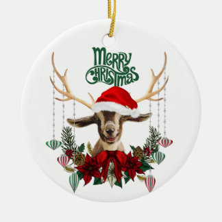 Cute Kid Goat Christmas Ceramic Tree Decoration