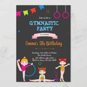 Cute kid gymnastic invitation