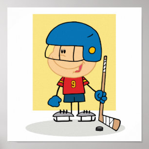 Cute Kid Hockey Player Poster