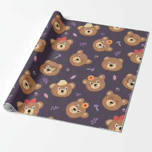 Cute Kid Teddy Bear Decorative Pattern Gift Wrapping Paper