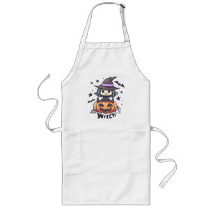 Cute Kid Witch Sitting on a Pumpkin – "Witch" Long Apron