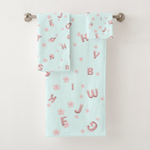 Cute kids ABC Alphabet flower Children school Bath Towel Set