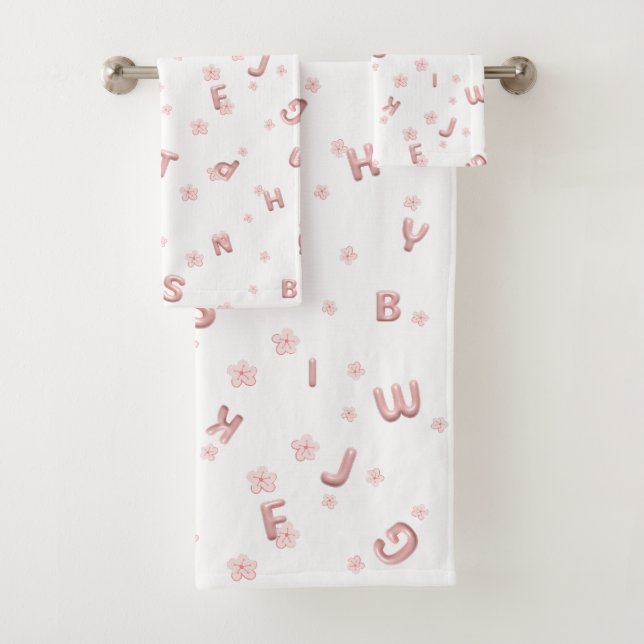 Cute kids ABC Alphabet flower Children school Bath Towel Set (Insitu)