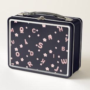 Cute kids ABC Alphabet flower Children school Metal Lunch Box