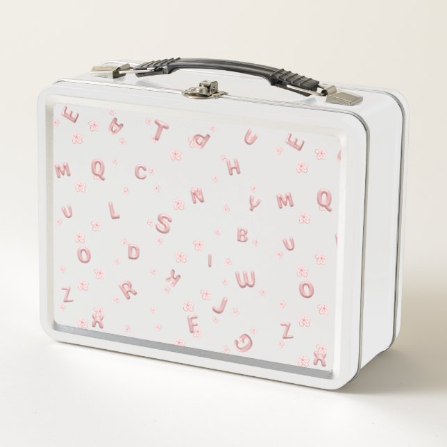 Cute kids ABC Alphabet flower Children school Metal Lunch Box (Front)
