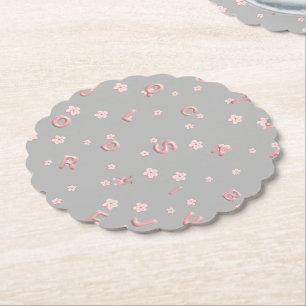 Cute kids ABC Alphabet flower Children school Paper Coaster