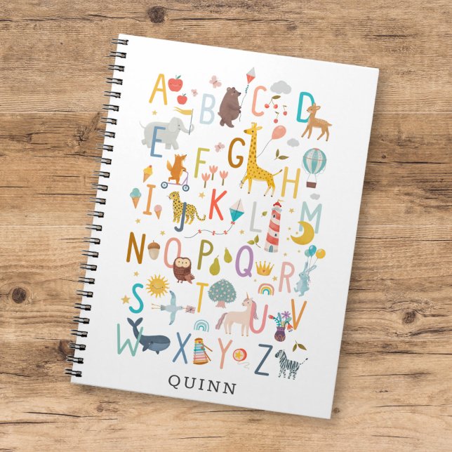 Cute Kids ABC Alphabet Illustration w/ Name Notebook (Creator Uploaded)
