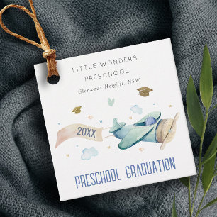 Cute Kids Aeroplane Sky Stars Preschool Graduation Favour Tags