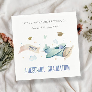 Cute Kids Airplane Sky Stars Preschool Graduation Napkin