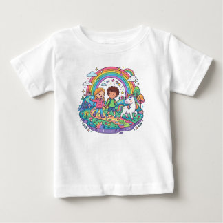 Cute Kids and Unicorn Rainbow Magical Adventure T- Baby T-Shirt
