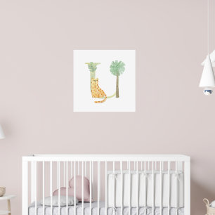 Cute Kids Animal CHEETAH Monogram U Nursery Poster