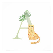 Cute Kids Animal Letter A Tiger Monogram Nursery