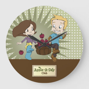 Cute Kids - Apple -A- Day Club! Large Clock