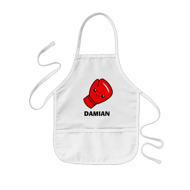 Cute kid's apron with red boxing glove cartoon (Front)