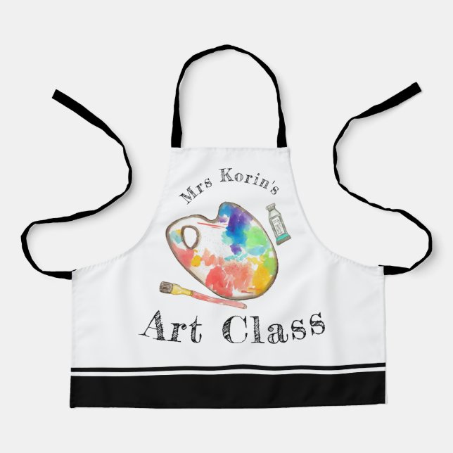 Cute kids art class custom paint apron (Front)