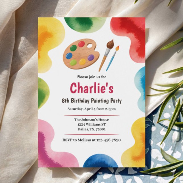 Cute Kids Art Party Painting Birthday Party Invitation (Creator Uploaded)