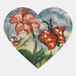 Cute KIDS ART Reds and Whites Heart Sticker