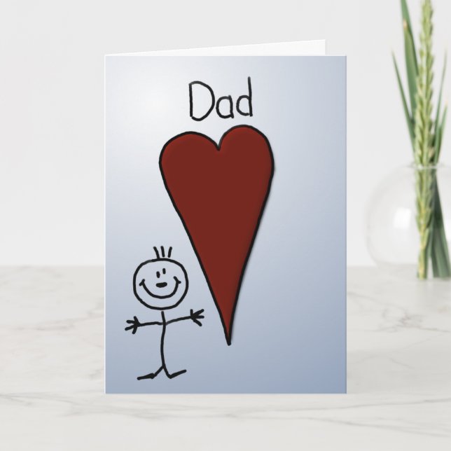 Cute Kids Art Stick Figure Father's Day Card (Front)