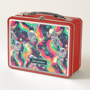 Cute Kids Astronaut Custom Metal Lunch Box